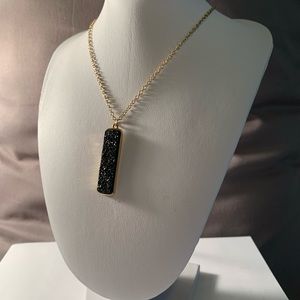 Gold colored and black druzy necklace
